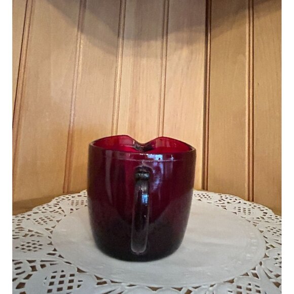 Vintage Anchor Hocking Ruby Red Glass Creamer Small Jug Pitcher - Picture 5 of 7